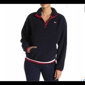 Tommy Hilfiger Women’s Sport Faux Shearling Quarter Zip Pullover Sweater